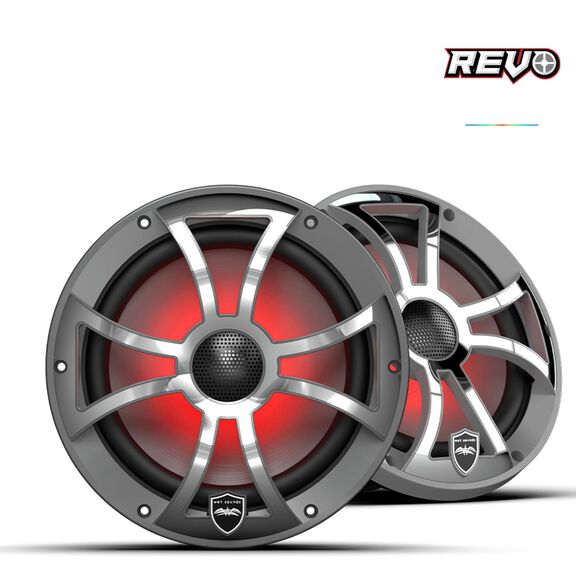 Wet Sounds REVO 8 inch High Output Coaxial Speakers w/ XS-Gunmetal Stainless Steel RGB Grilles image number 0