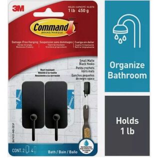 Command&trade; Bath Small Hooks, Matte Black