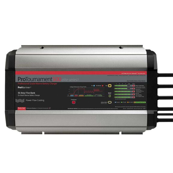 ProTournament500 Elite Series Onboard Waterproof Smart Marine Battery Charger with Turbo Charge Mode and Power Flow Cooling, 500 Amp, 5-Bank image number 0