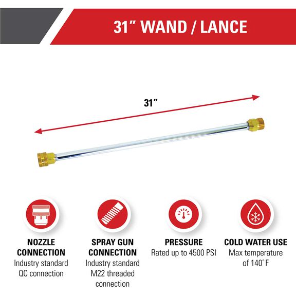 Universal 31-Inch Pressure Washer Wand Rated up to 4500 PSI image number 1