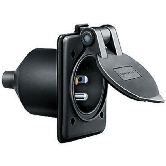 Hubbell Marine Hull Inlet , 15A 125V, 5-15P, Black image number 0