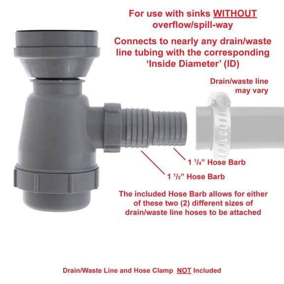 2" Drain, Trap Sink Drain, 1-1/4" & 1-1/2" Hose Barb, w/Strainer, w/Chain Stopper Brushed Finish image number 5