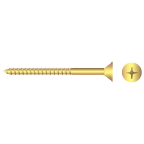 #6 X 1 1/2" Brass Phillips Flat-Head Wood Screws, 100-Pack image number 0