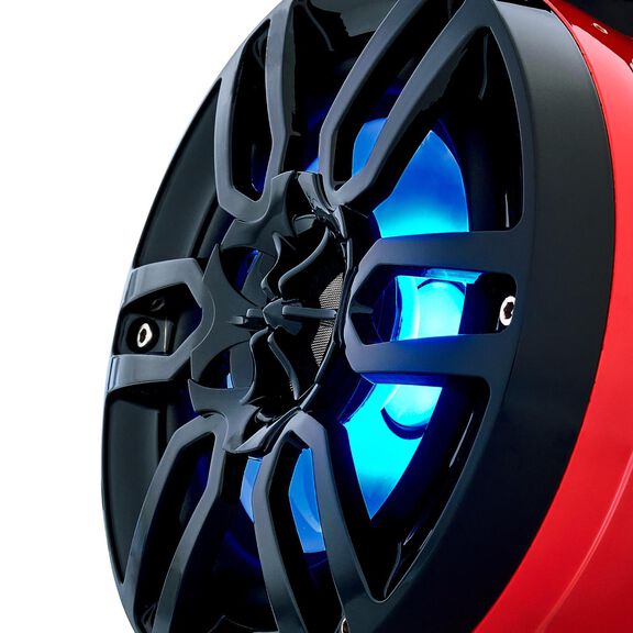 HYDRO 6.5" Short Marine Tower Speakers with Flat and Pole Mount, RGB LED Lights, 300 Watts, Red image number 3