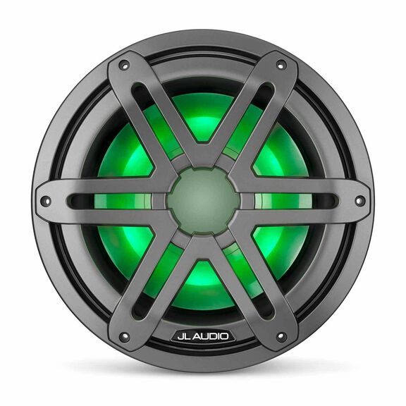 M3-10IB-S-Gm-i-4 10" Marine Subwoofer Driver, Gunmetal Sport Grilles with RGB LED Lighting image number 1