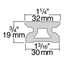 32mm Low-Beam Pinstop Track &mdash; 1 m, 3 Pinstop Holes image number 1
