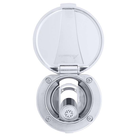 Recessed Shower Chrome Cup & Lid, Hammer-Head Arctic White Sprayer, 6' White Rubber Hose image number 5