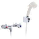 Trinidad 2H External Shower Mixer Small Warm White Sprayer, 6' White Rubber Hose Chrome/Warm White image number 0