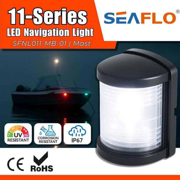 SEAFLO Mini White Masthead Navigation Light Black image number 4