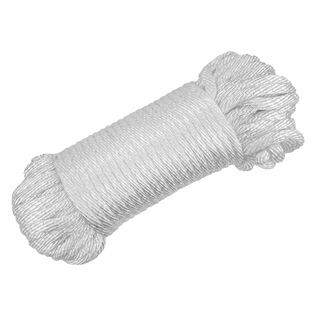 1/8" x 45' Utility Line with Winder, Solid Braid Nylon, White
