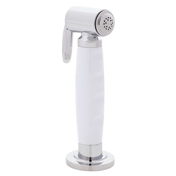 Deck-Mount Sprayer Hammer-Head Arctic White Sprayer, 6' Stainless Steel Hose, Low Profile Holder image number 0