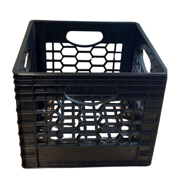 16 Quart Heavy Duty Black Milk Crates for Storage, Organization, 13" x 13" x 11", 3-Pack image number 1