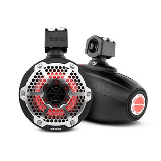 HYDRO 6.5" Neodymium Marine Towers with Built-in Passive Radiator, 1" Driver, and RGB LED Light, 450 Watts, Black
