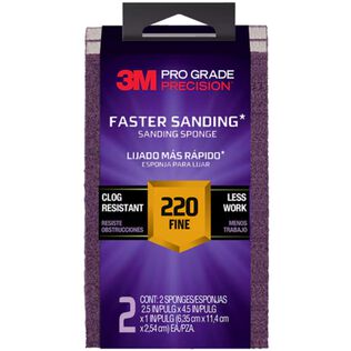 Pro Grade Precision&trade; Faster Sanding Sanding Block Sponge, 2.5 in x 4.5 in x 1 in, 220 grit, 2 each/pack