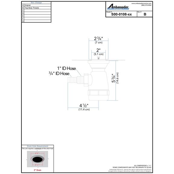 2" Drain, Trap Sink Drain, 3/4" & 1" Hose Barb, w/Chain Stopper Brushed Finish image number 3
