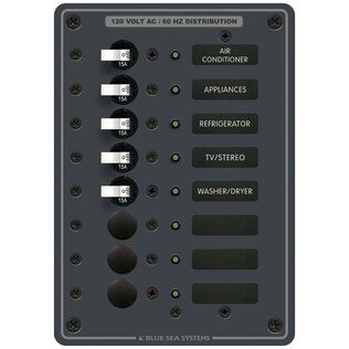 8-Position AC Circuit Breaker Panel, 5 Circuit Breakers