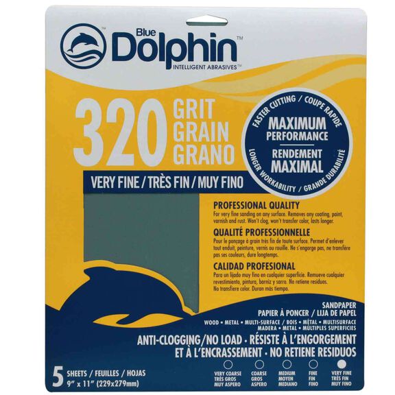 Pro Grade Sandpaper Sheets, 320 Grit, 5-Pack image number 0