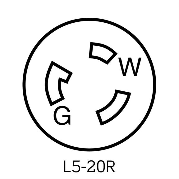 20 Amp 125 Volt Locking Connector, Industrial Grade, Grounding, NEMA L5-20R 2P-3W, Wetguard Watertight image number 1