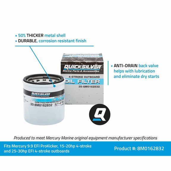 8M0162832 Oil Filter for Select Mercury 9.9-30 HP Outboards image number 3