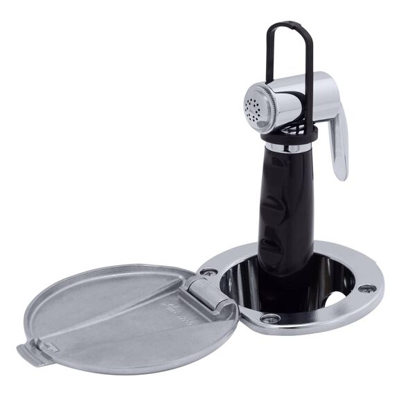 Recessed Shower Chrome Cup with Stainless Steel Lid, Hammer-Head Black Sprayer, 6' Stainless Steel Hose image number 2