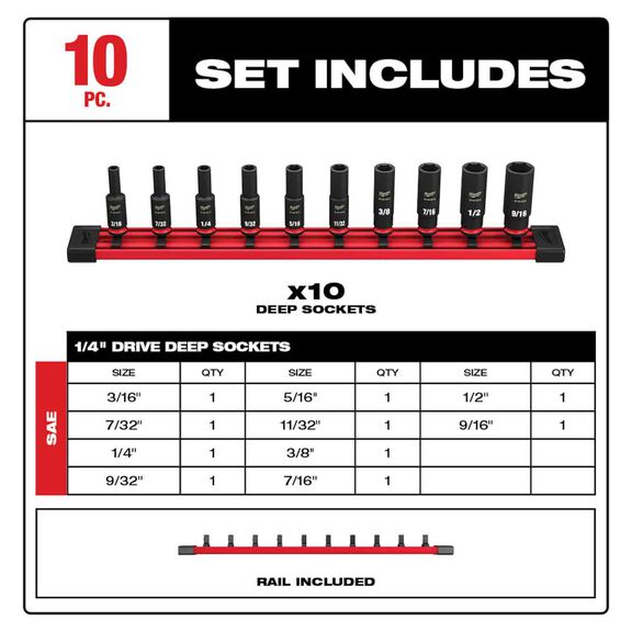 SHOCKWAVE&trade; Impact Duty&trade; SAE Deep 6 Point Socket Set, 10 Piece image number 1