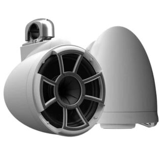 Wet Sounds REV 10 White Special Edition Revolution Series 10" Matte White Tower Speakers with Silver Aluminum Fixed Clamps (Pair)