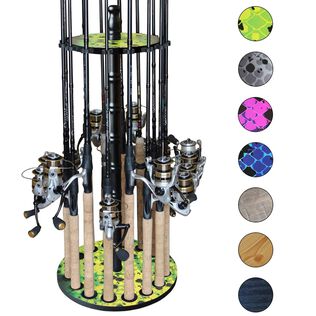 Green/Yellow 16 Round Rod Rack - Wood Post