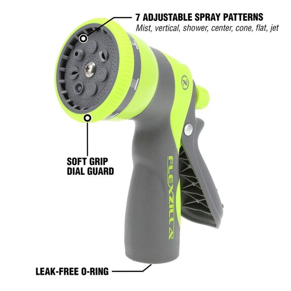 Flexzilla Garden Hose Nozzle, Heavy Duty 7-Pattern Adjustable Pistol Grip image number 2
