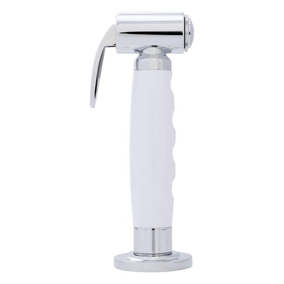 Deck-Mount Sprayer Hammer-Head Arctic White Sprayer, 6' White Rubber Hose, Ultra-Low Profile Holder image number 2
