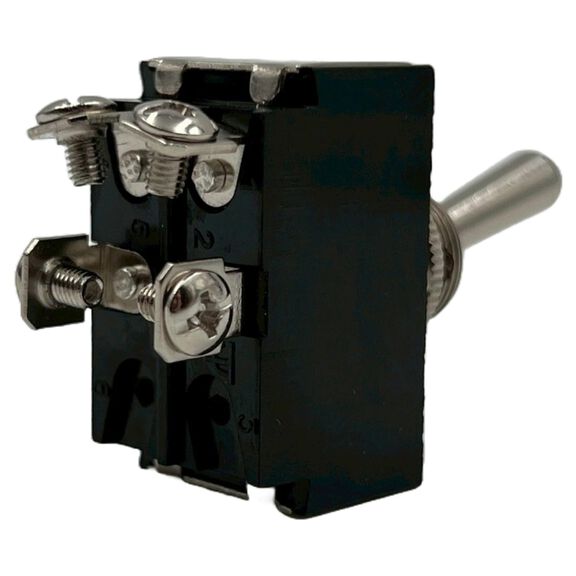 Chrome Plated Toggle Switch, Off/On, DPST image number 2