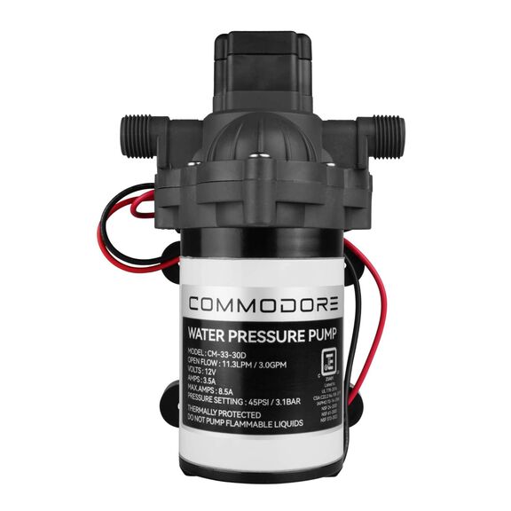 COMMODORE 3.0 GPM / 12V Diaphragm Fresh/Raw Water Pump &ndash; 45 PSI, 3-Chamber image number 1