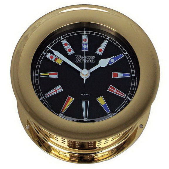 Brass Atlantis Nautical Flag Clock image number 0