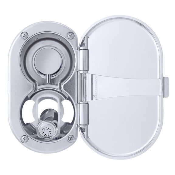 Aidack Transom Shower Hot/Cold Mixer, Chrome Cup & Lid, Hammer-Head Arctic White Sprayer, 10' White Rubber Hose, Chrome Aidack Handle image number 6