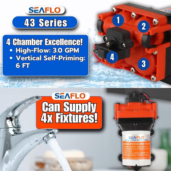 SEAFLO 43 Series 12V 3.0 GPM 55 PSI Diaphragm Water Pump image number 5