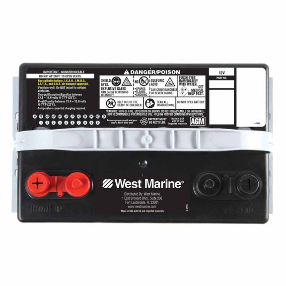Group 24 Dual Purpose Marine AGM Battery, 79 Amp Hours, 525 Cold Cranking Amps, 800 Marine Cranking Amps, 135 Reserve Minutes image number 1