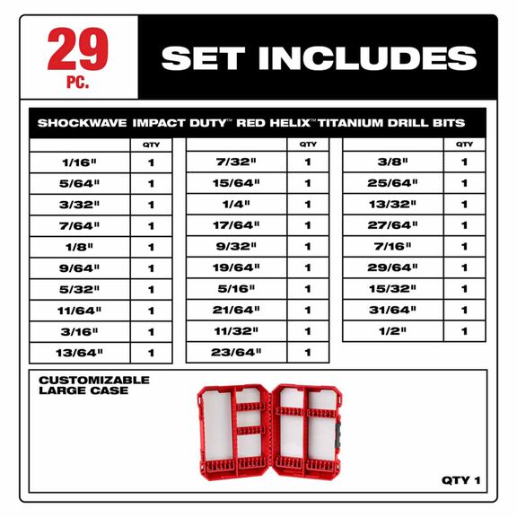 SHOCKWAVE Impact Duty&trade; RED HELIX&trade; 29 Piece Titanium Drill Bit Set image number 2