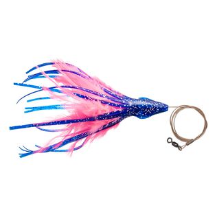 6" No Alibi, Dolphin Delight Rigged & Ready, Blue/Pink Skirt, 1.5 oz Lead Head, 7/0 Mustad Hook, AFW Swivel, 135 lb  AFW Cable, 3 ft