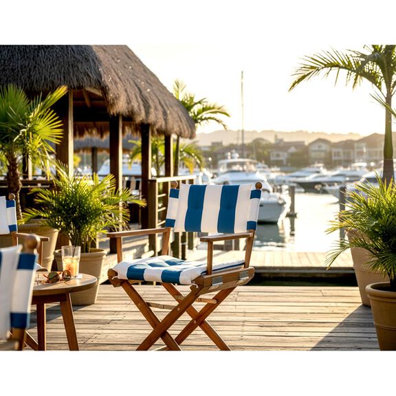 Premium Grade Teak Newport Folding Director's Chair with Cabana Regatta Sunbrella&reg; Fabric Seat Cushions image number 7