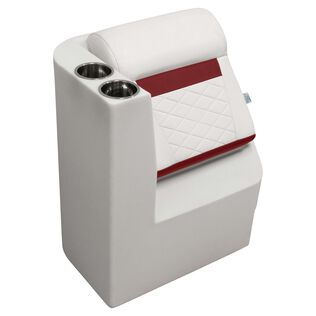 Wise DLX1305L-1906 DLX Series Pontoon Left Radius Lean Back Recliner  - White / Crimson Red