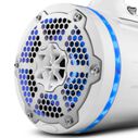 HYDRO 6.5" Neodymium Marine Tower Speakers with Built-in Passive Radiator, 1" Driver and RGB LED Light, 450 Watts, White image number 1