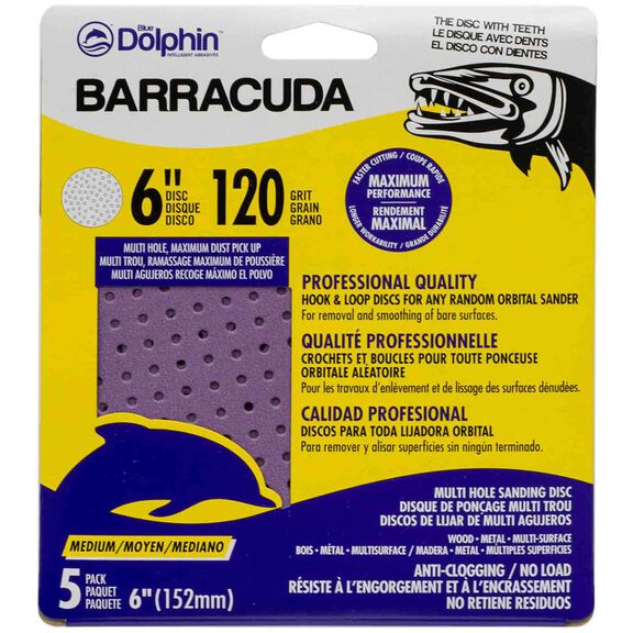 Barracuda 6" Pro Quality Sanding Discs, 120 Grit, 5-Pack image number 0