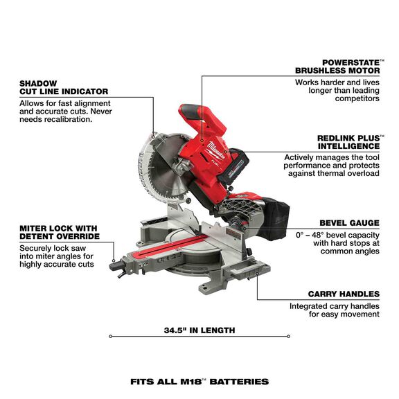 M18 FUEL&trade; 10" Dual Bevel Sliding Compound Miter Saw Kit image number 1