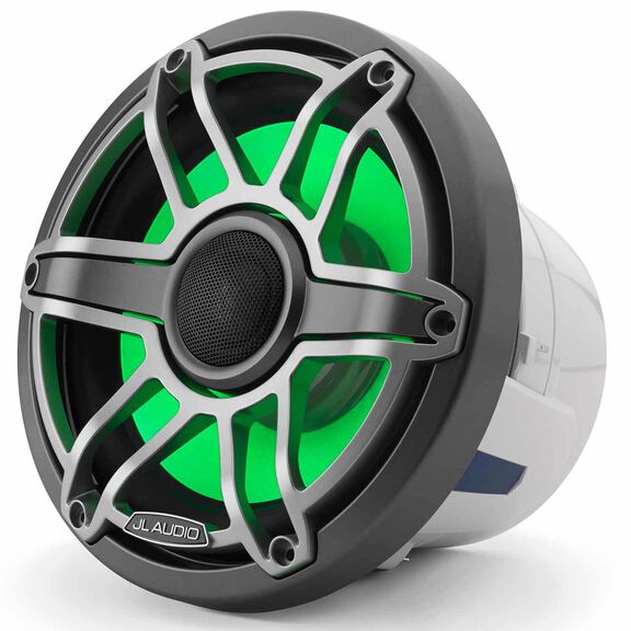 M6-880X-S-GmTi-i 8.8" Marine Coaxial Speakers, Gunmetal and Titanium Sport Grilles with RGB LED Lighting image number 4