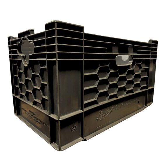 6 Gallon Heavy-Duty Black Milk Crates with Lid for Storage, Organization, 17.75" x 10" x 10.5" image number 0