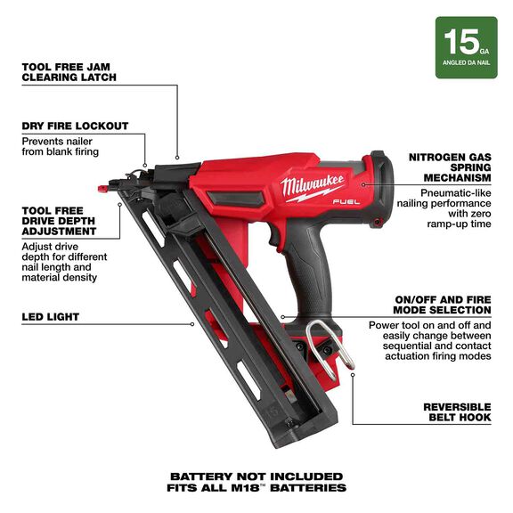 M18 FUEL&trade; 15 Gauge Finish Nailer image number 1