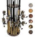 Barn Wood 16 Round Rod Rack - Steel Post image number 0