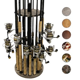 Barn Wood 16 Round Rod Rack - Steel Post