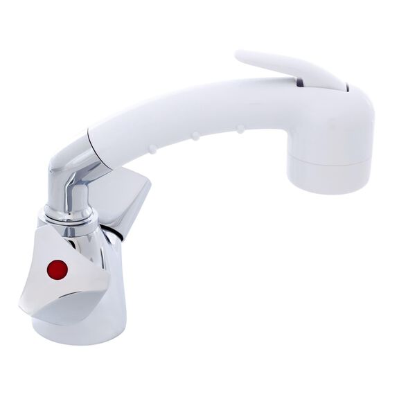 Trinidad Head/Shower Combo Faucet Small Arctic White Sprayer No Hook, 6' Stainless Steel Hose Chrome/Arctic White image number 2