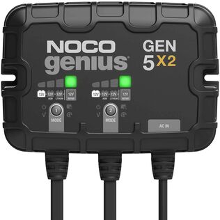 Noco Genius GENPRO5X2 Onboard Waterproof Marine Battery Charger with Precision Smart Charging, Battery Repair Mode and Advanced Temperature Compensation, 10 Amp, 12V, 2-Bank