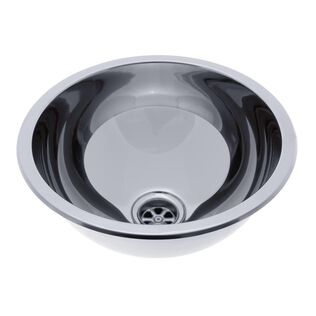 HalfSphere Sink Ultra-Mirror Finish, 304 Stainless Steel, 2" Drain, SoundKOTE